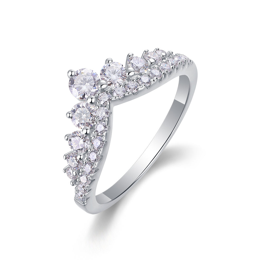 Victory V-Shaped Design Moissanite Engagement Ring For Women