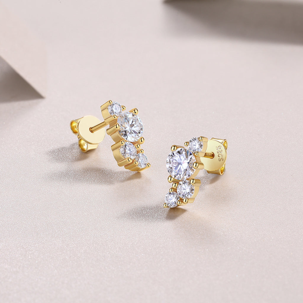 Moissanite Fancy Stud Earrings for Women S925 18K Gold Plated