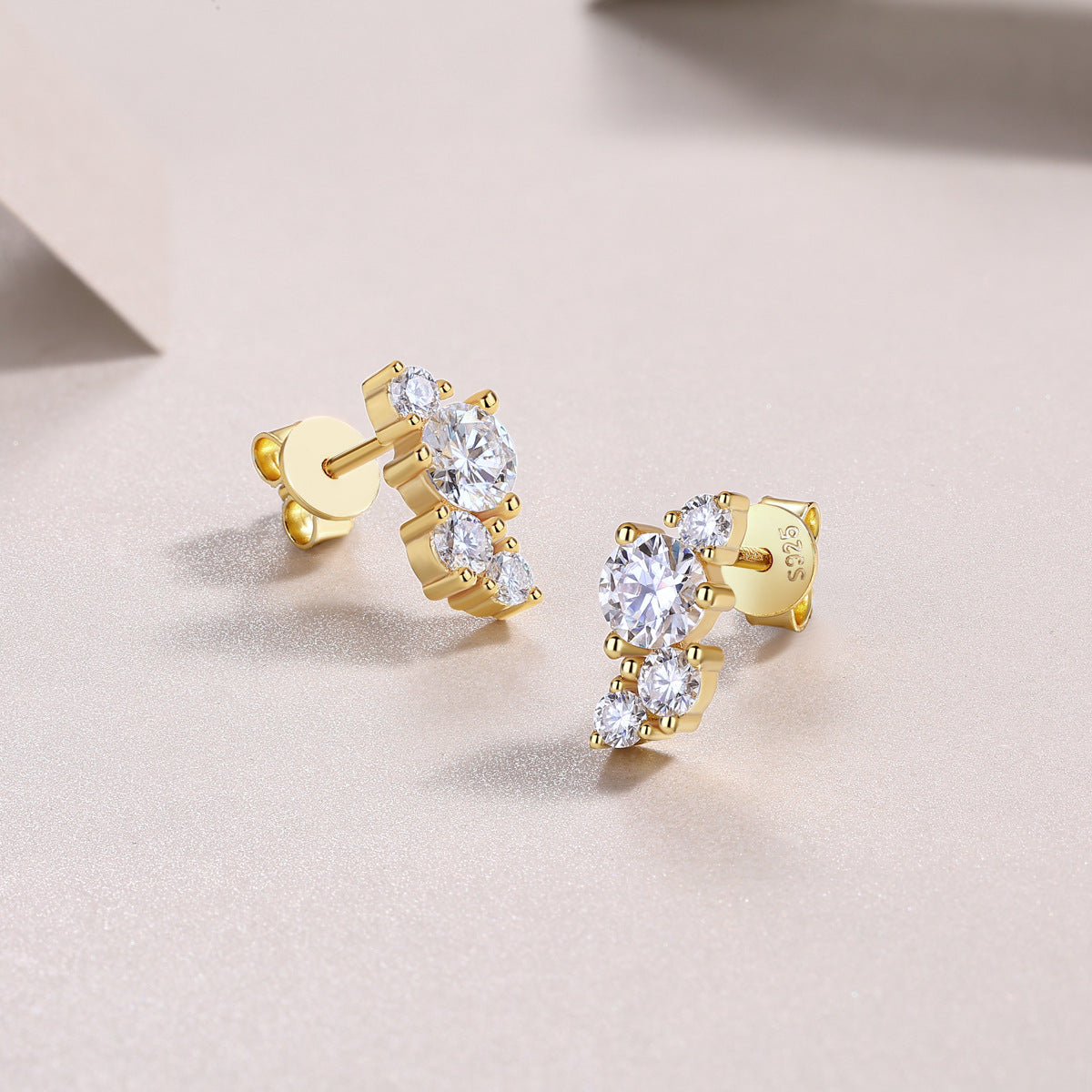Moissanite Fancy Stud Earrings for Women S925 18K Gold Plated