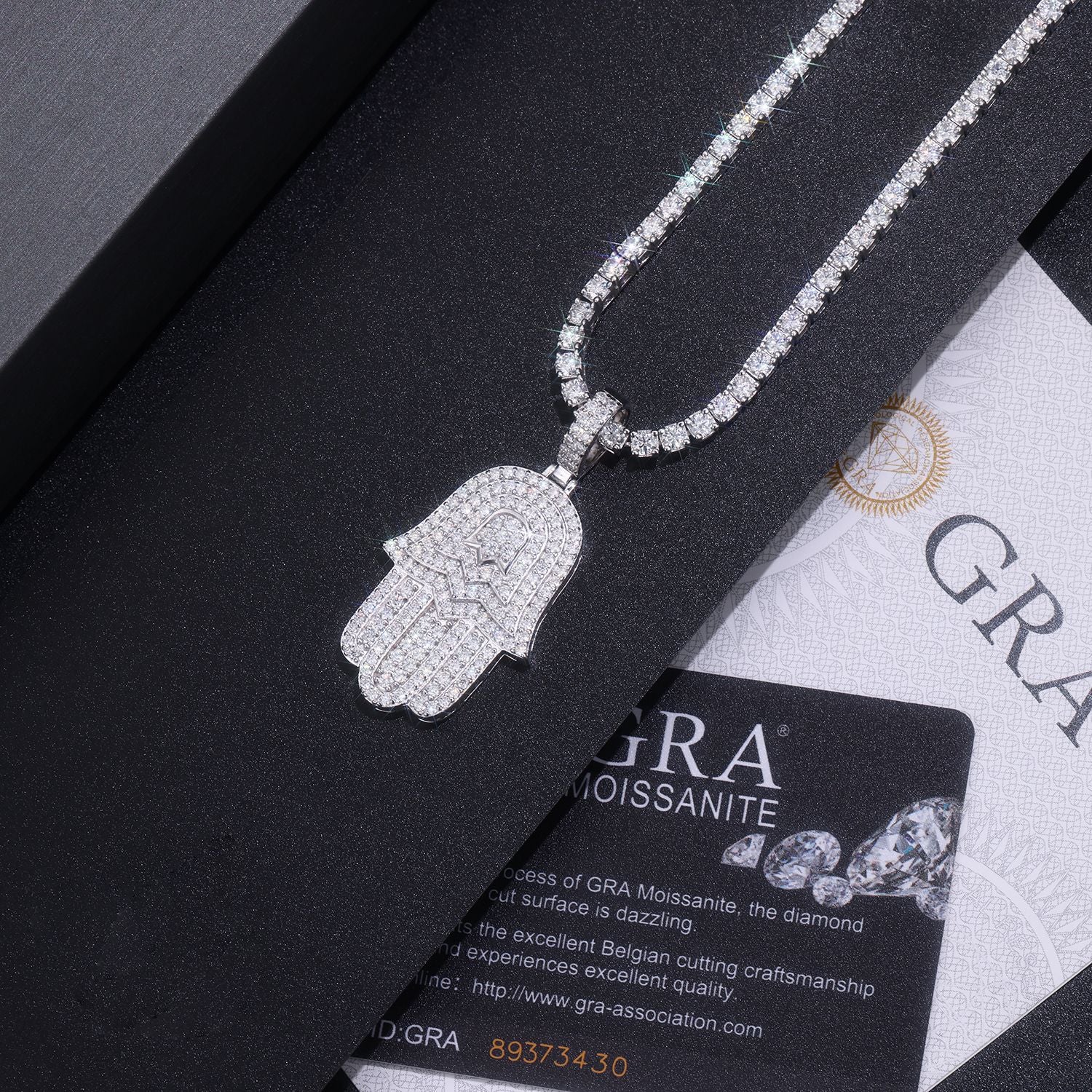 Men's Moissanite Hip-Hop Palm Pendant S925 Silver Plated with 18K White Gold (Necklace Not Included)