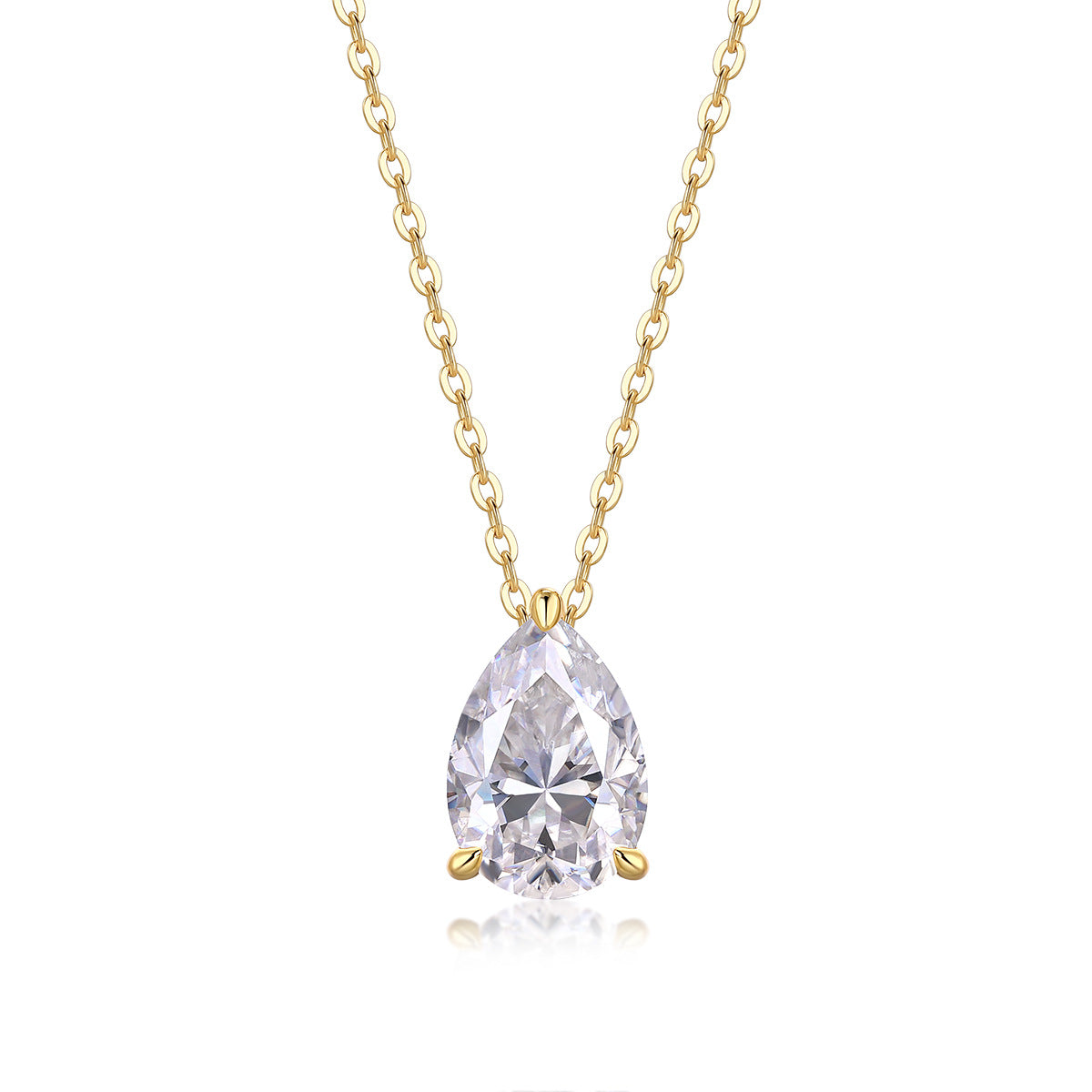Pear-Shaped Moissanite Pendant Gold Necklace S925 Sterling Silver Plated with 18K Gold