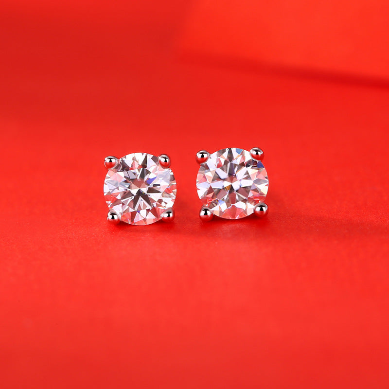 2CT(1CT*2)D-VVS1 Lab Grown Diamond Stud Earrings for Men and Women