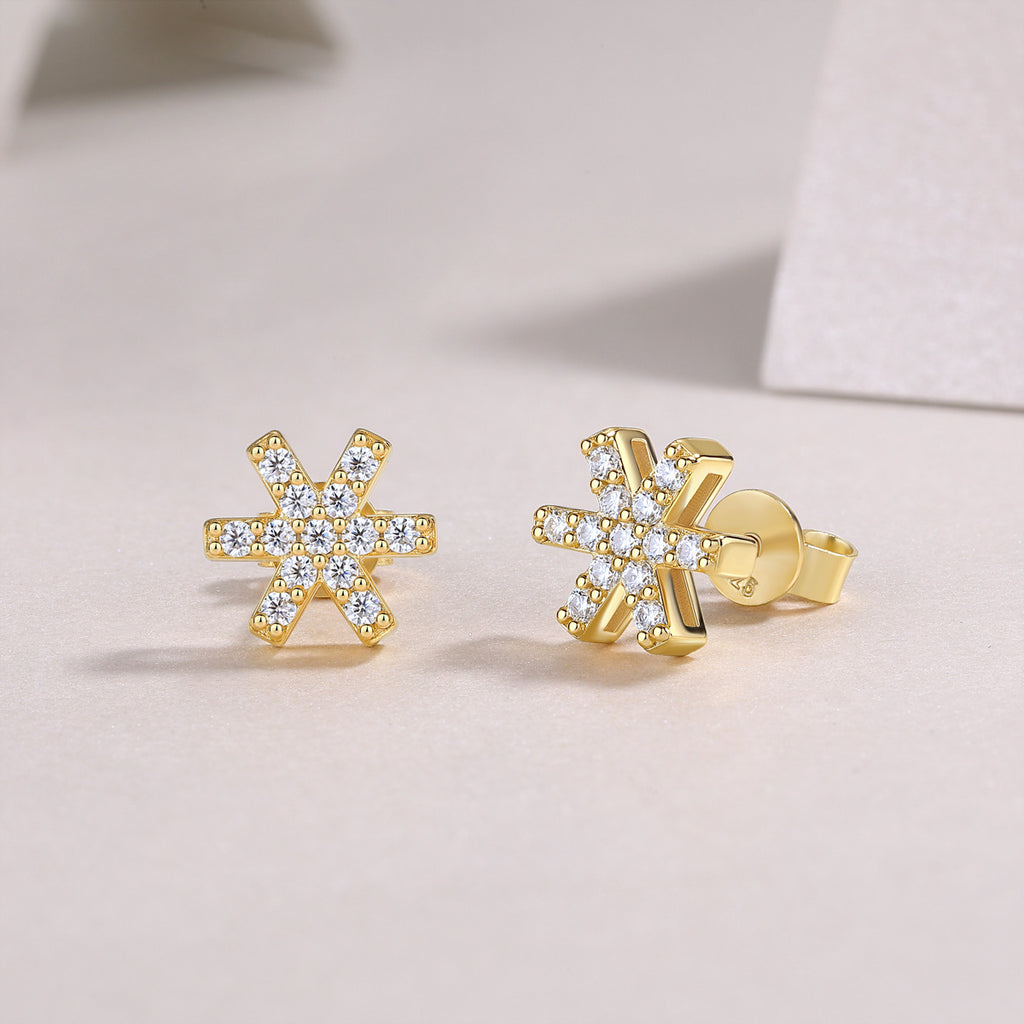 Christmas Snowflake Moissanite Diamond Stud Earrings