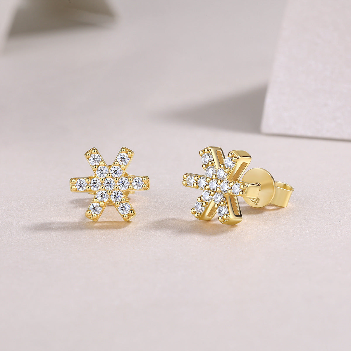 Christmas Snowflake Moissanite Diamond Stud Earrings