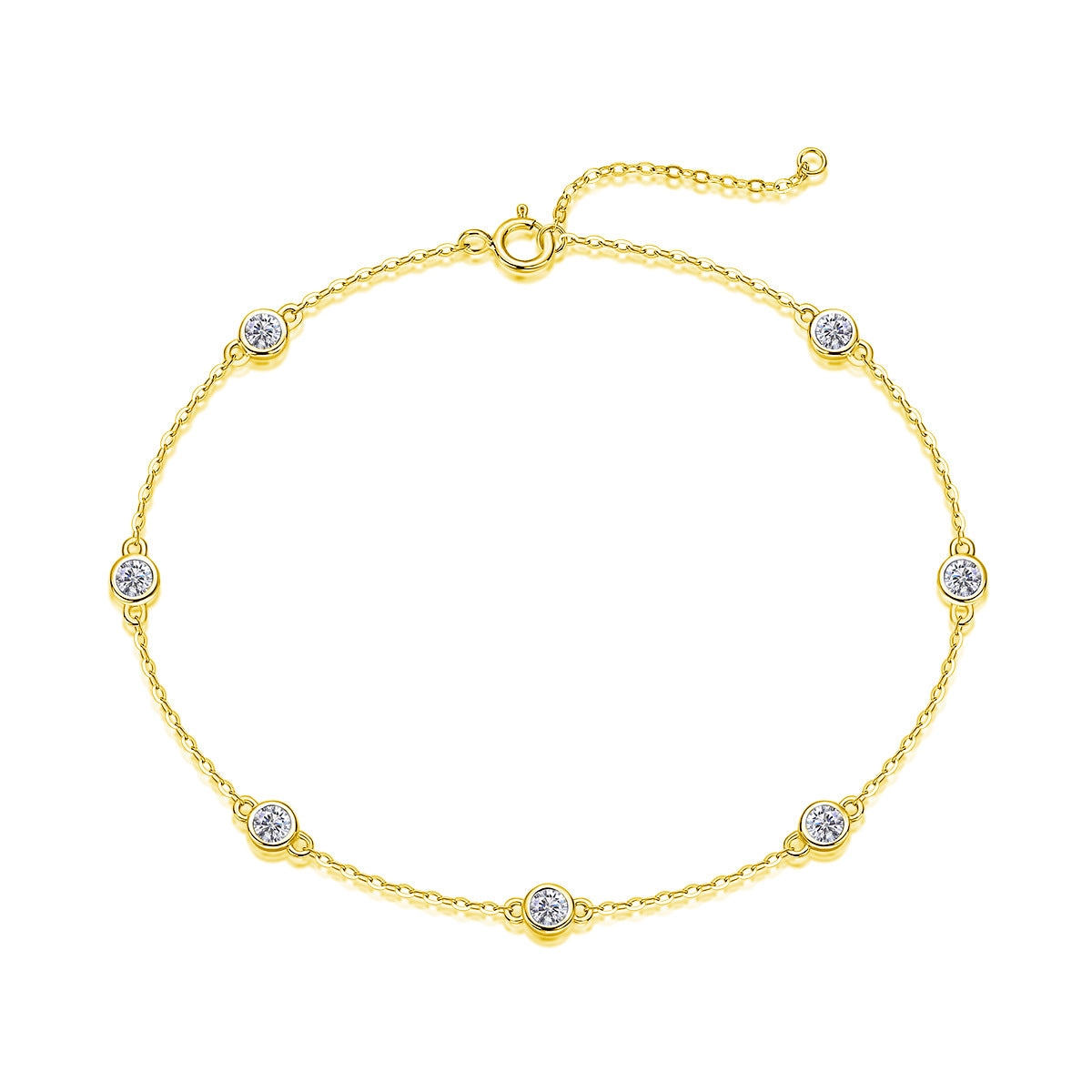 Moissanite Bubble Bracelet for Women S925 Silver Plated with 18K White Gold