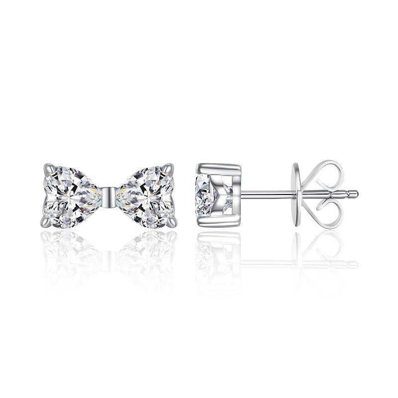 Butterfly Knot S925 Sterling Silver Inlaid Moissanite Diamond Stud Earrings For Women