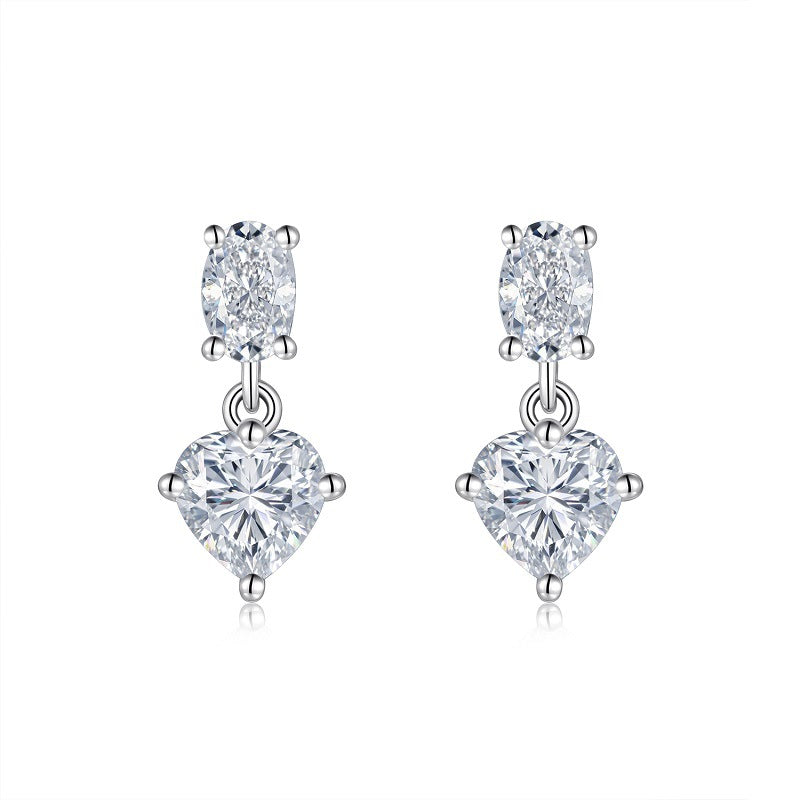Moissanite Fashion Personality Heart-Shaped Earrings