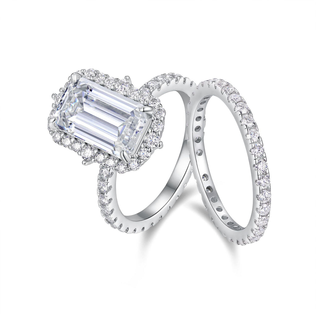 Emerald Moissanite Diamond Ring Set for Women