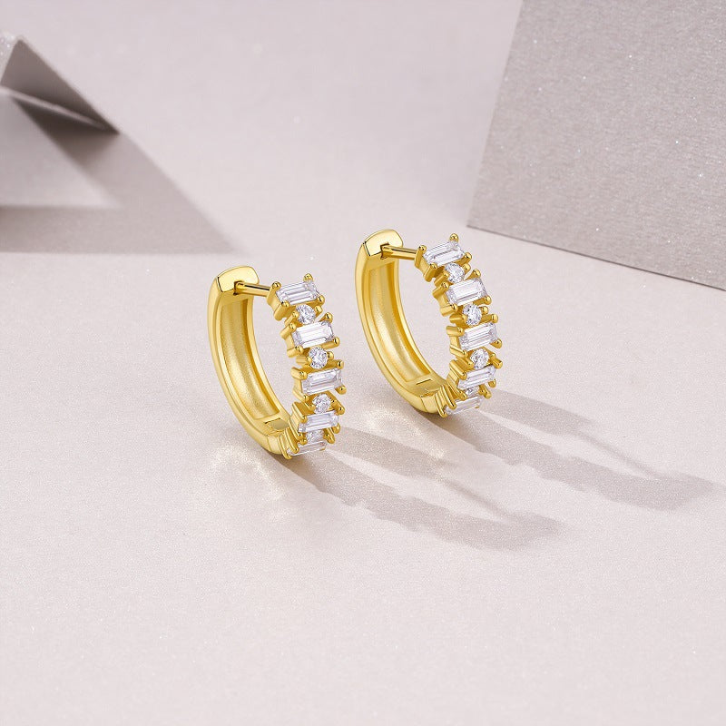 Women's Moissanite Gold Earrings S925 Sterling Silver Plated with 18K Gold