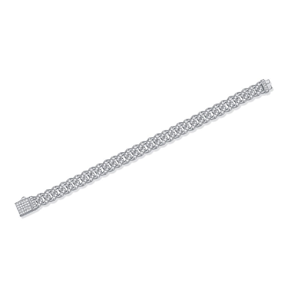 Men's and Women's Moissanite Cuban Bracelet S925 Silver Plated with 18K Gold