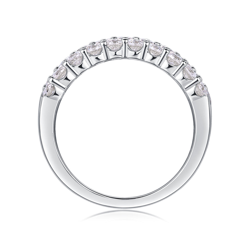 Three-Row Inlaid Moissanite Ring S925 Silver Plated with 18K Gold