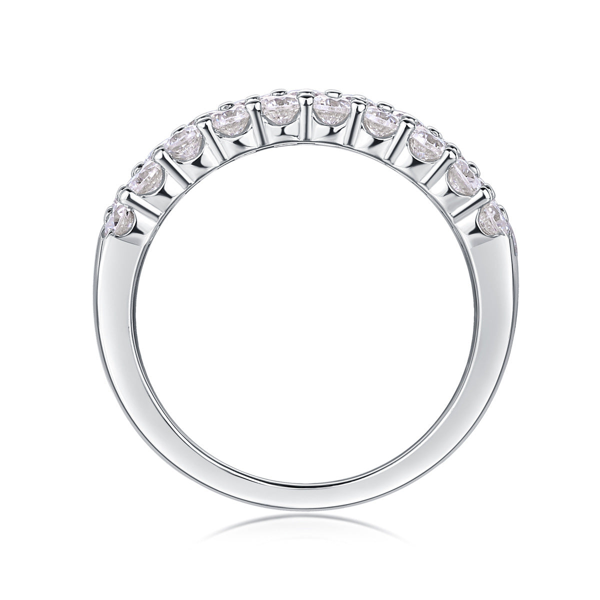 Three-Row Inlaid Moissanite Ring S925 Silver Plated with 18K Gold