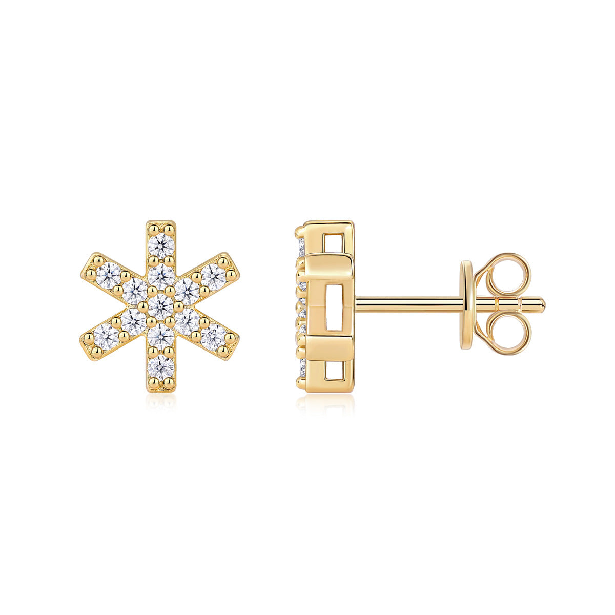 Christmas Snowflake Moissanite Diamond Stud Earrings