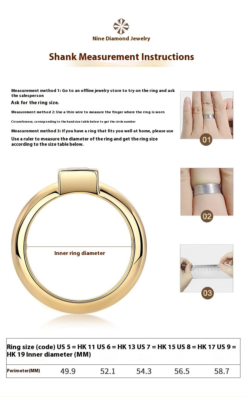 Minimalist Square Moissanite 925 Silver Ring Plated with 18K Gold