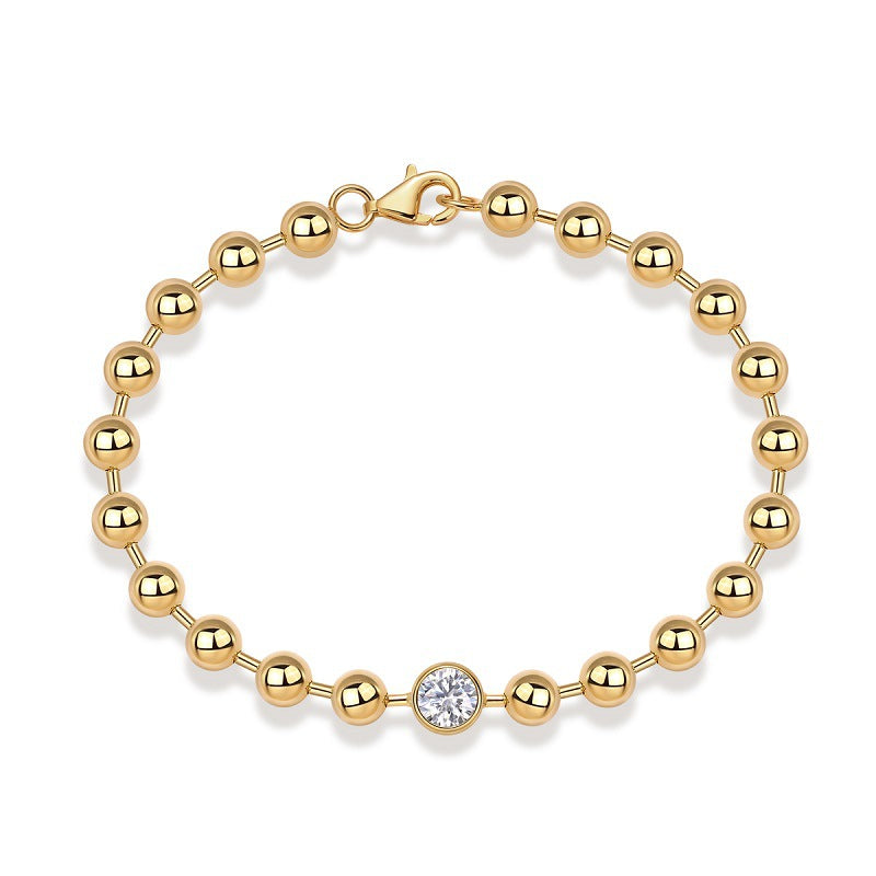 Xueye Wonderland S925 Silver Plated 18K Gold Inlaid 1 Carat Moissanite Bracelet
