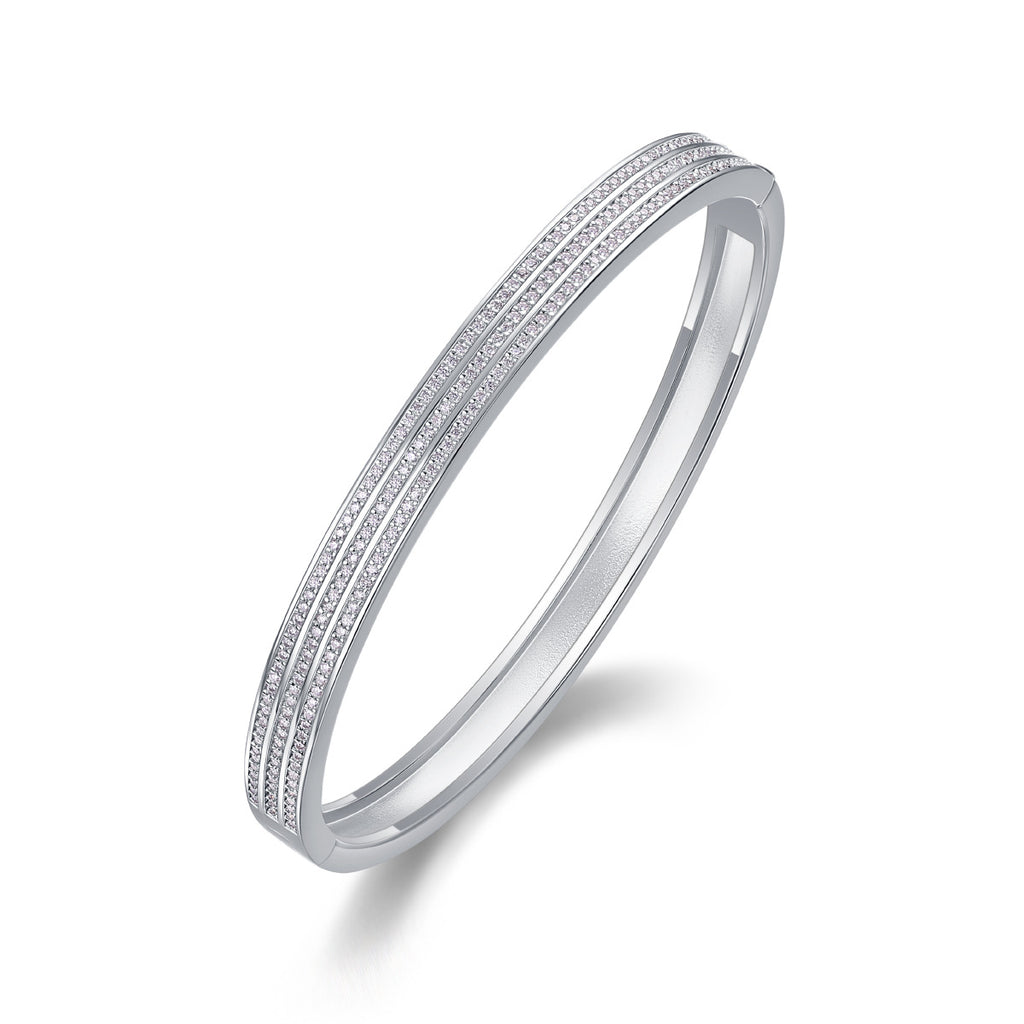 3 Rows Moissanite Bracelet for Women S925 Silver Plated with 18K White Gold