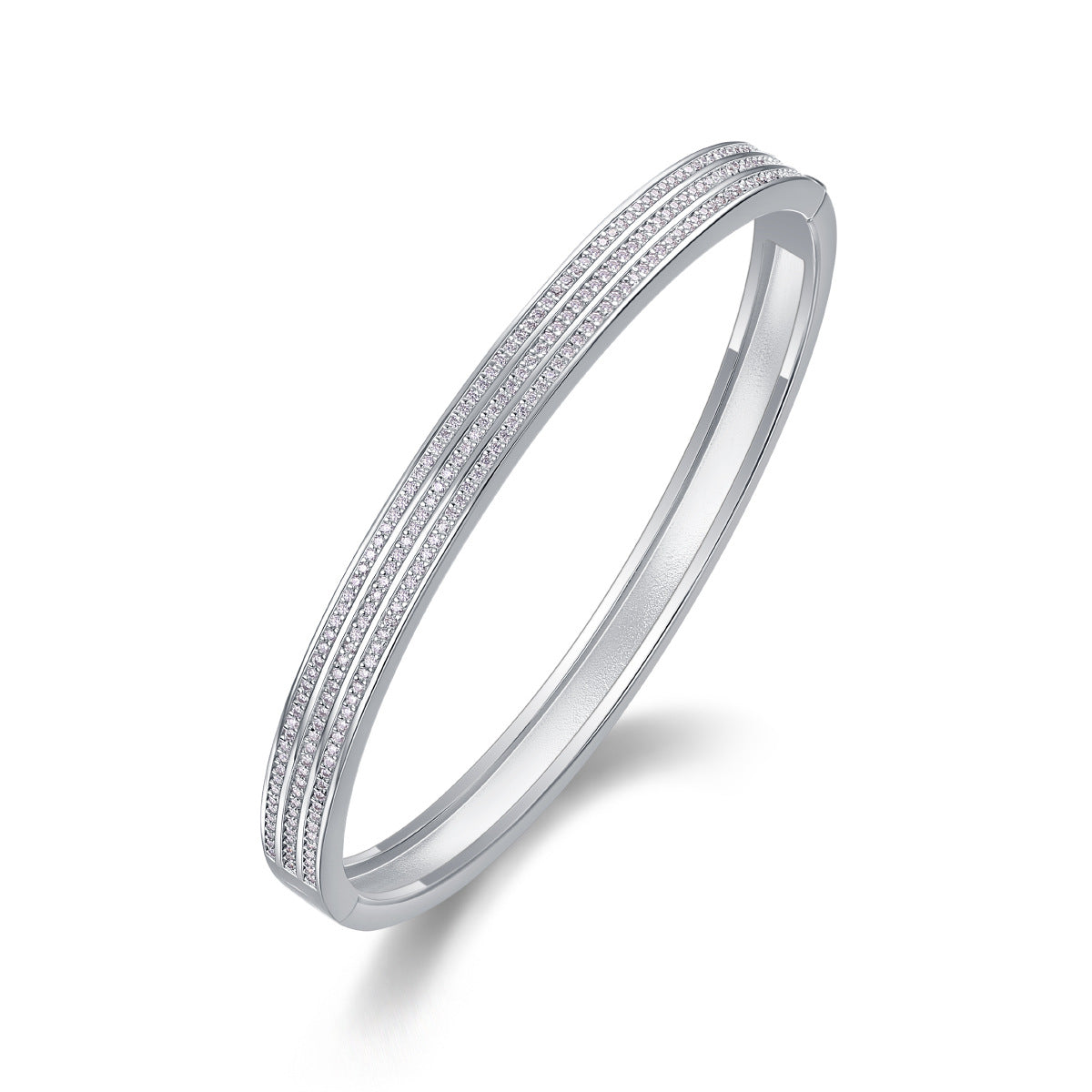 3 Rows Moissanite Bracelet for Women S925 Silver Plated with 18K White Gold