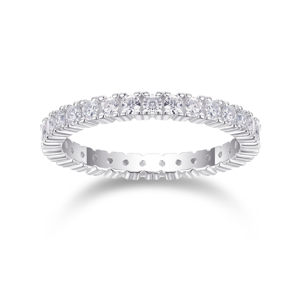 Stackable S925 Silver Inlaid Moissanite Ring