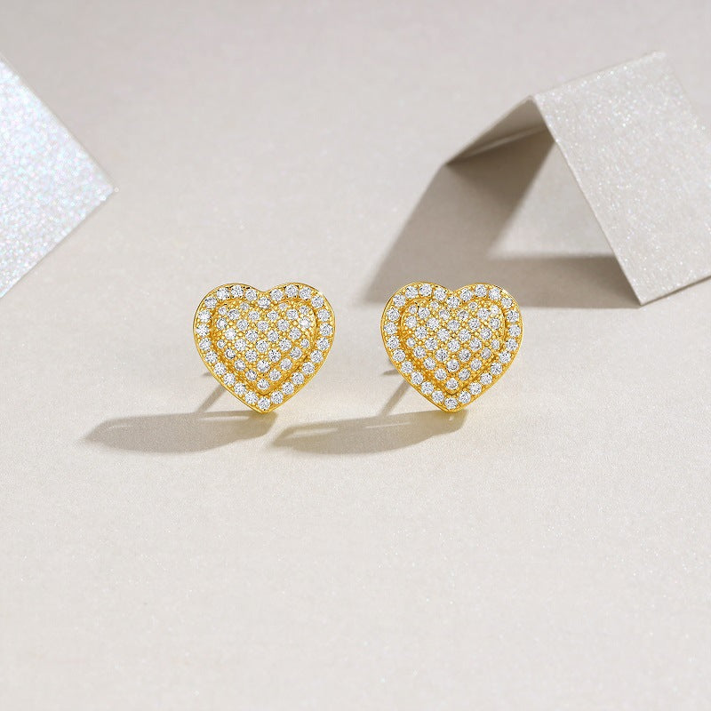 Heart-Shaped Moissanite Diamond Stud Earrings For Women