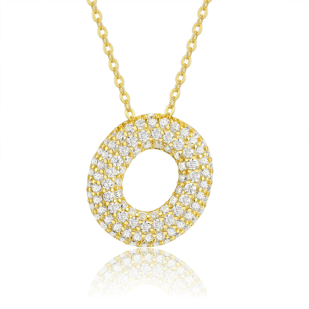 Moissanite 26 Alphabet Pendant Necklace for Men and Women 925 Sterling Silver Plated with 18K Gold