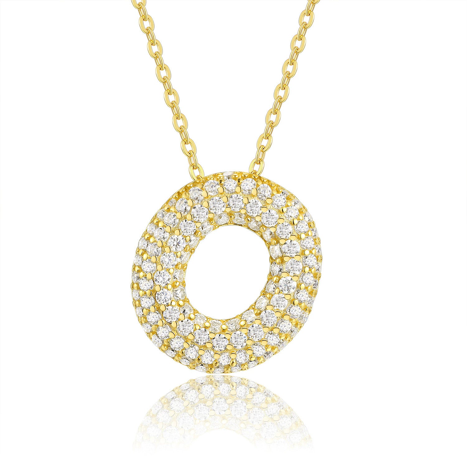 Moissanite 26 Alphabet Pendant Necklace for Men and Women 925 Sterling Silver Plated with 18K Gold