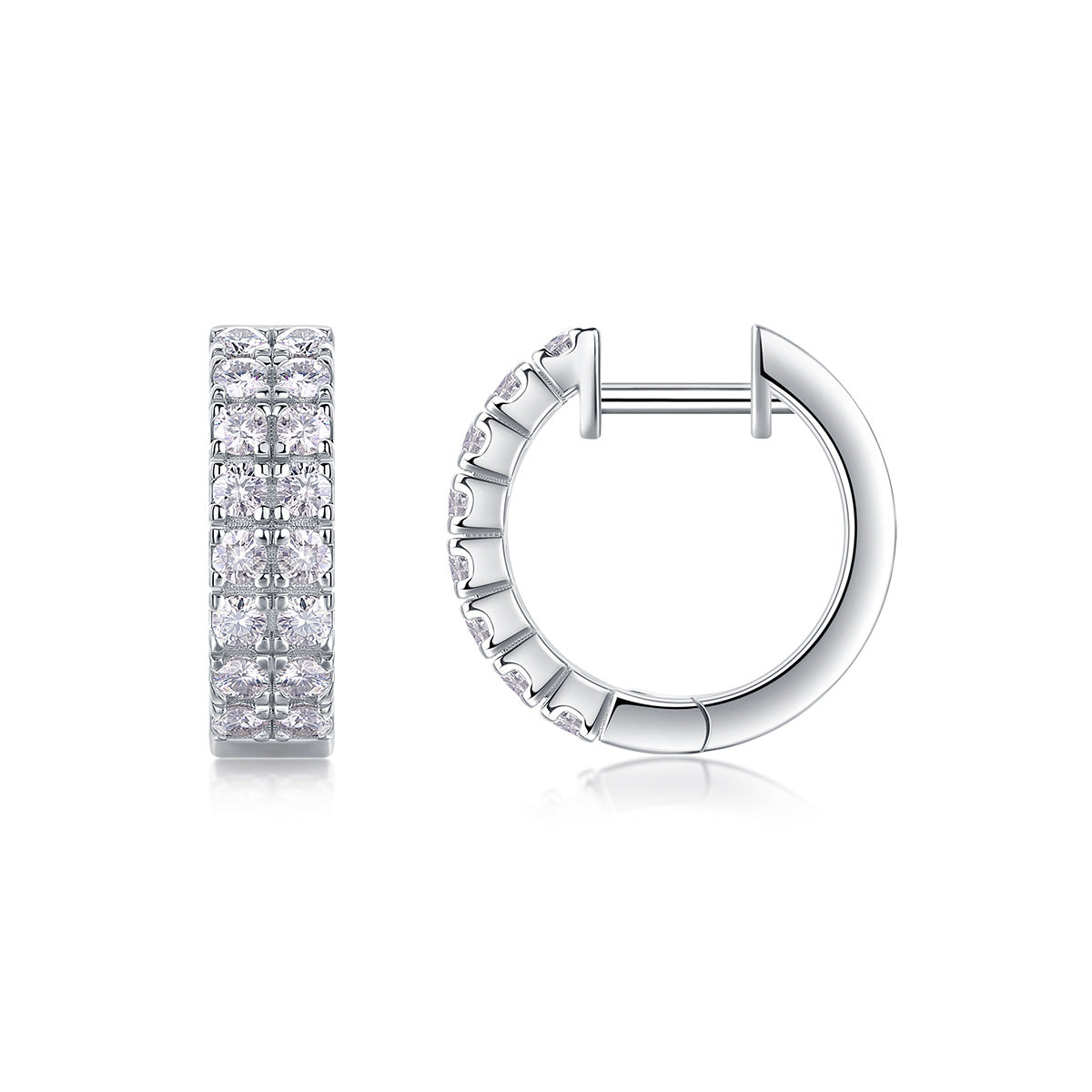 Moissanite Stud Earrings for Women S925 Plated with 18K White Gold