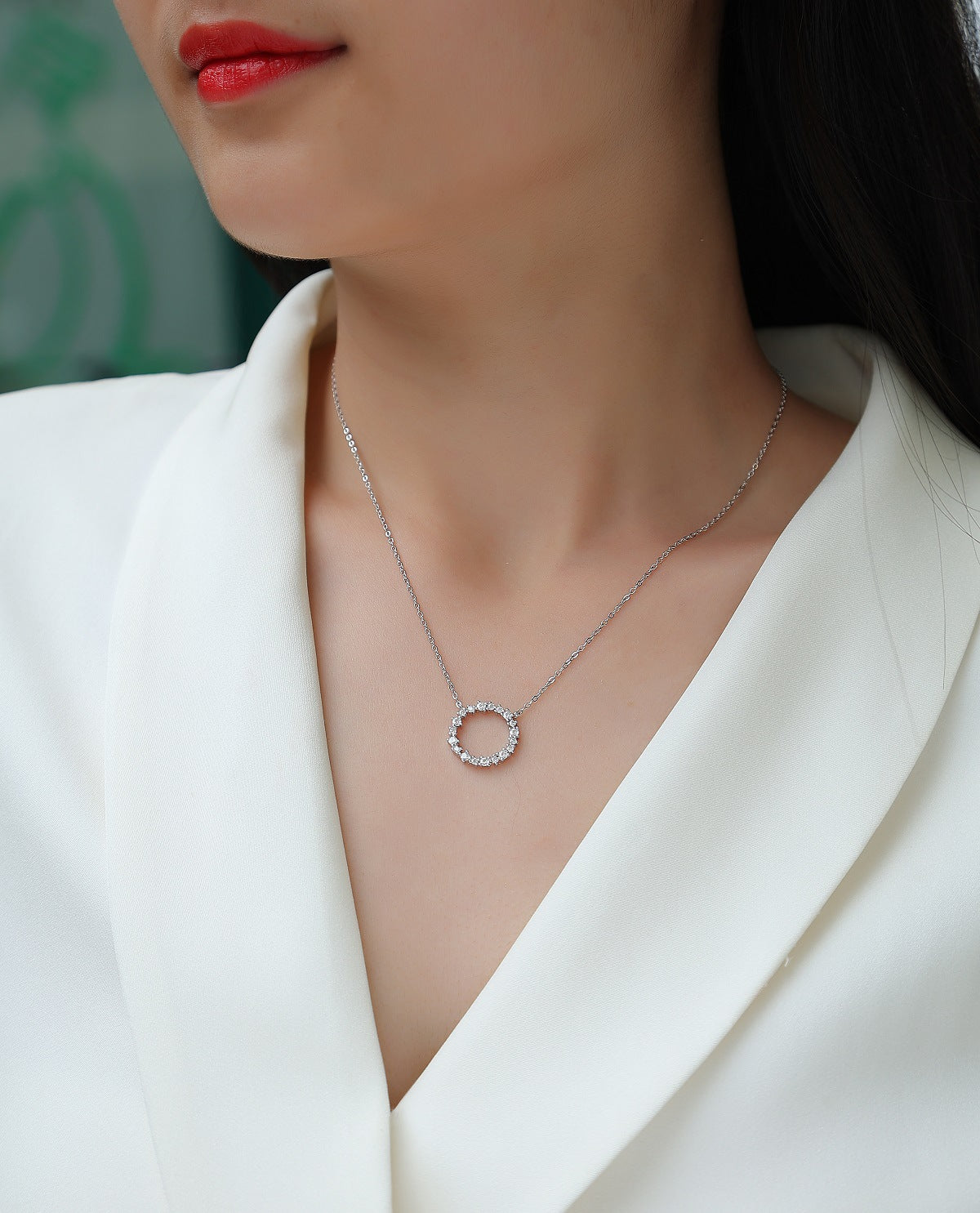 Love Ring Moissanite S925 Silver plated 18K Gold Necklace